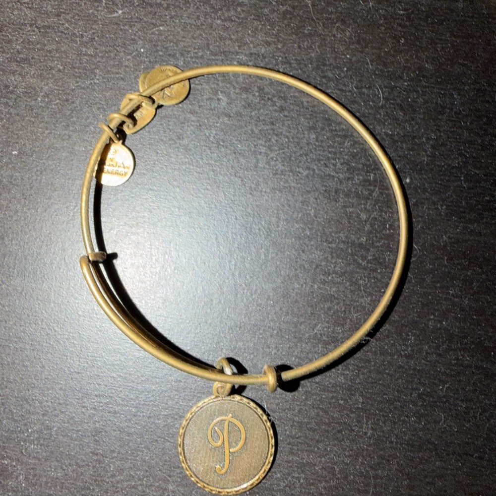 Alex and ani Gold Bangle Bracelet with Initial Charm